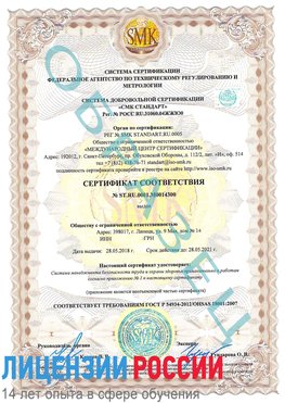 Образец сертификата соответствия Румянцево Сертификат OHSAS 18001